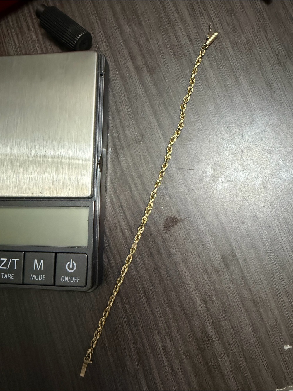Diamond cut Zales solid 14k Gold Rope Chain Bracelet with barrell catch